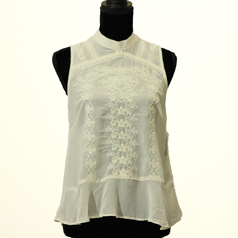 Charlotte Russe - Pale White Embellished Blouse